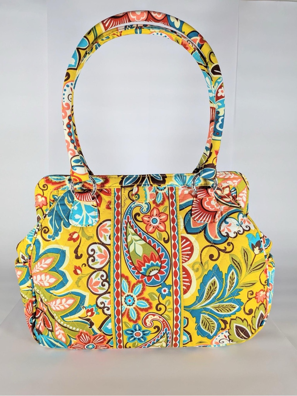 Vera Bradley Yellow Paisley Floral Quilted Shoulder Tote